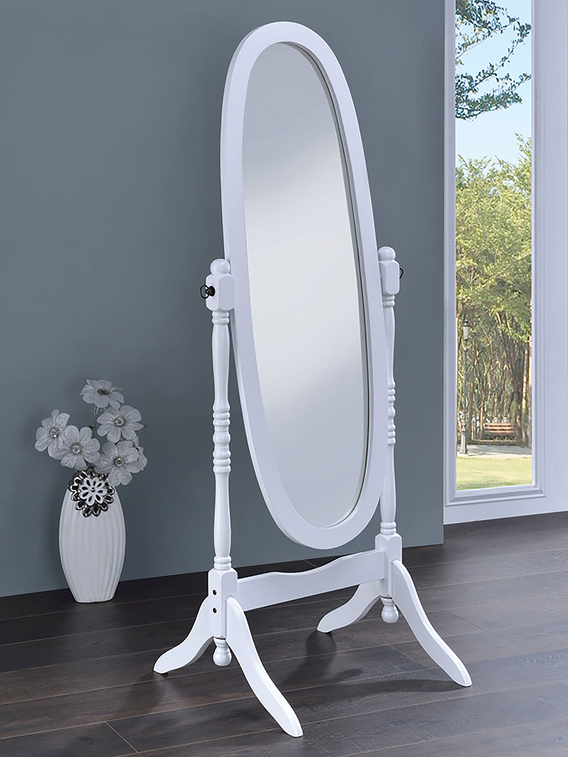 Foyet Wood Adjustable Length Cheval Mirror Black