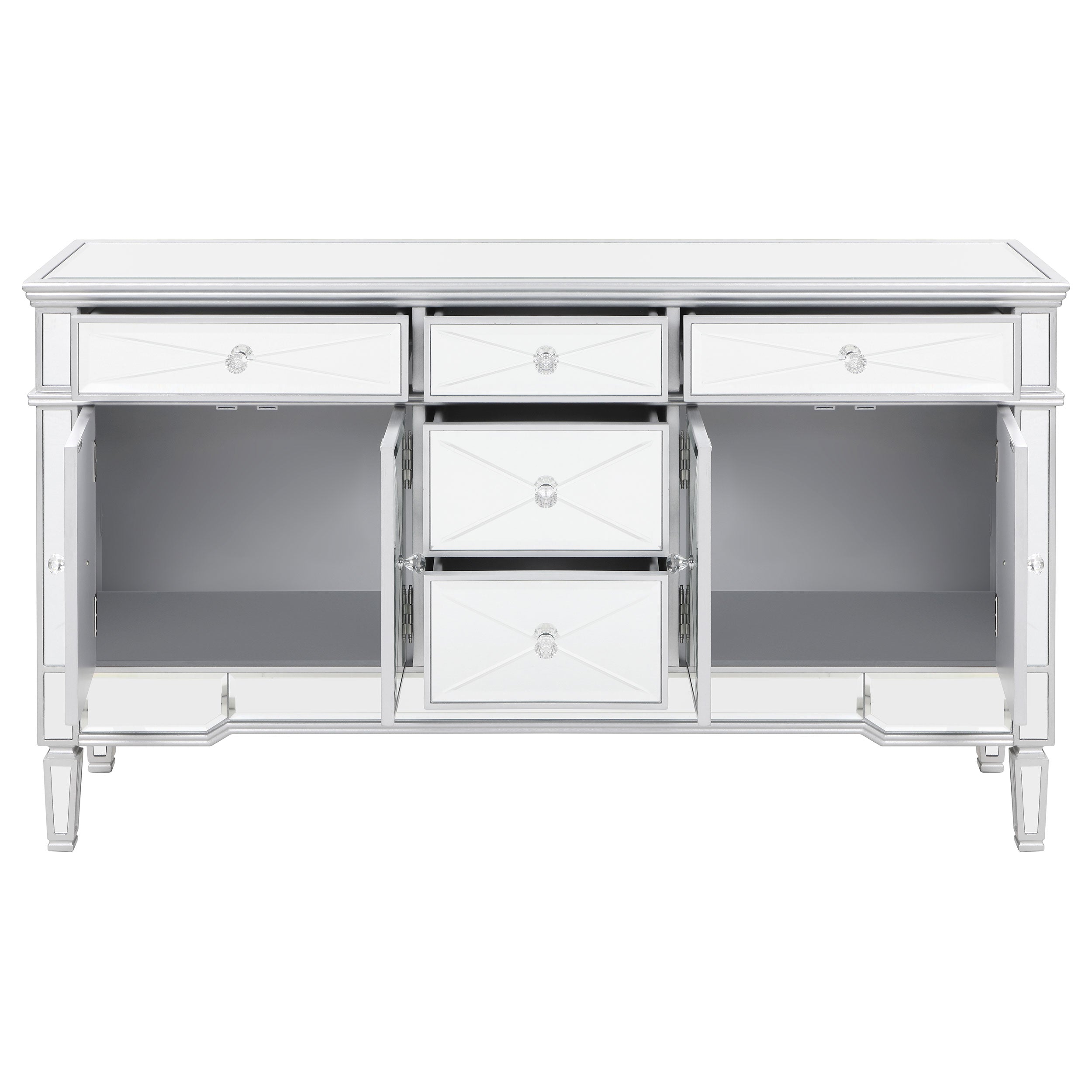 Duchess 5-drawer Mirrored Storage Accent Cabinet Silver