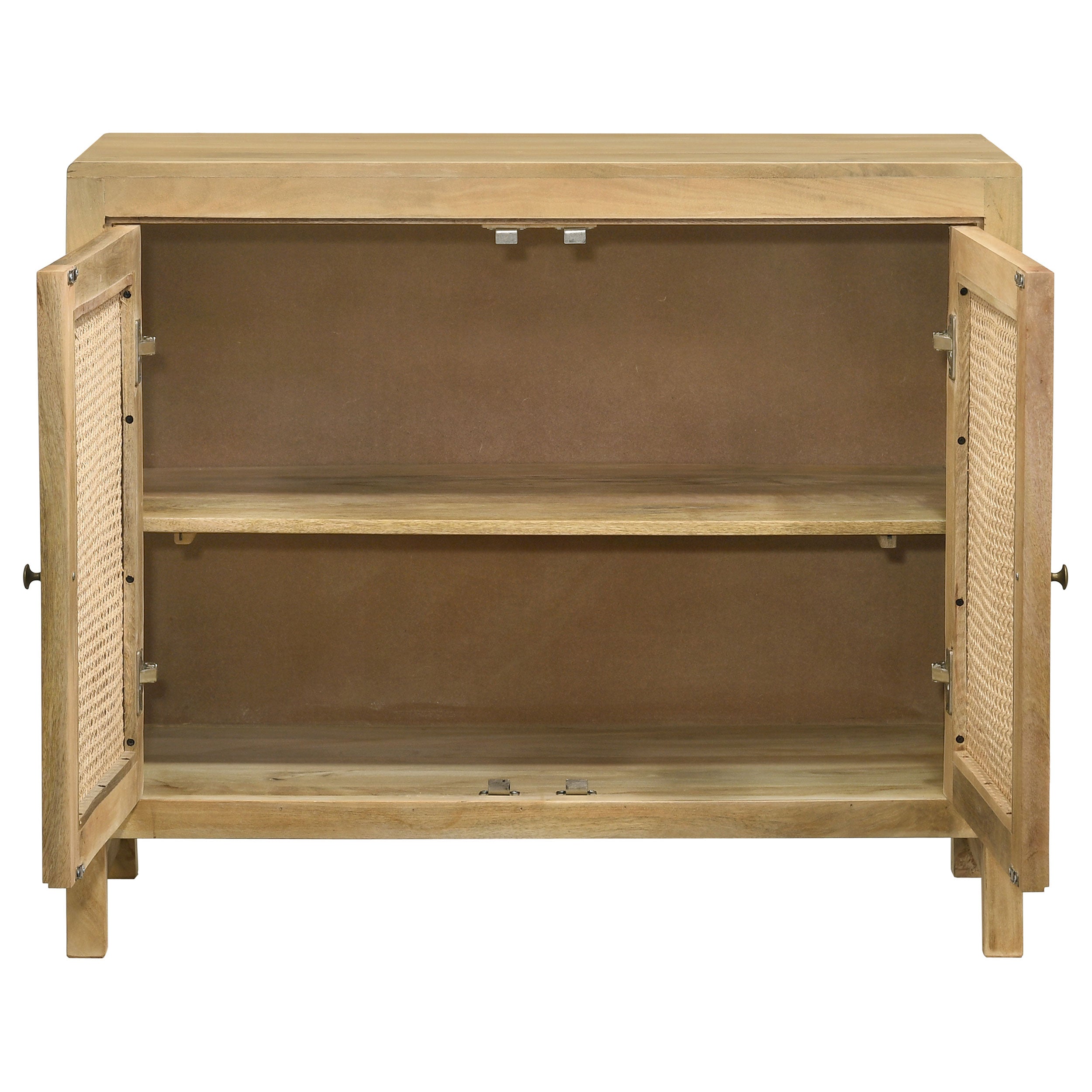 Zamora 3-door Wood Accent Cabinet with Woven Cane Natural