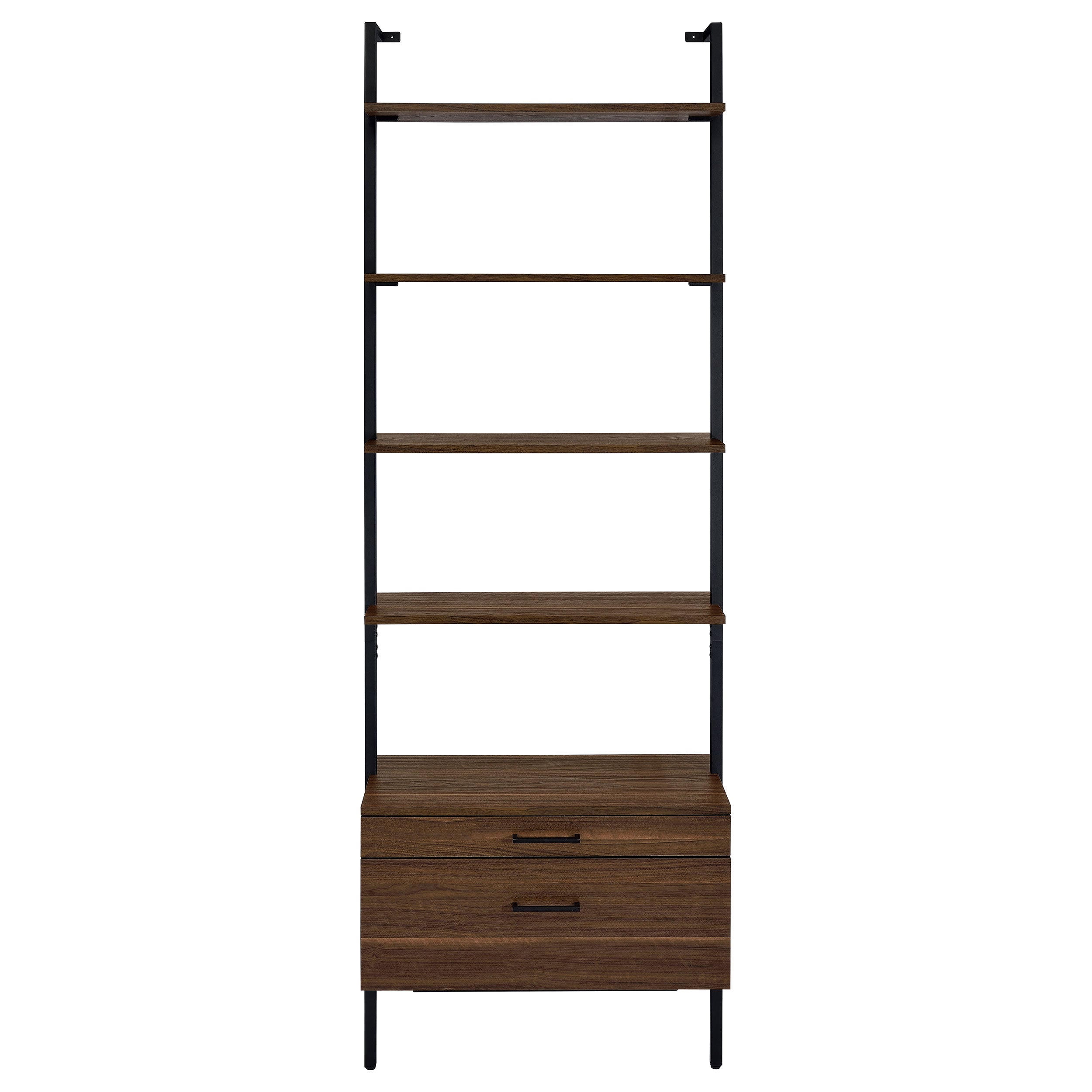 Owens 96-inch Wall Mounted Bookshelf Set Walnut