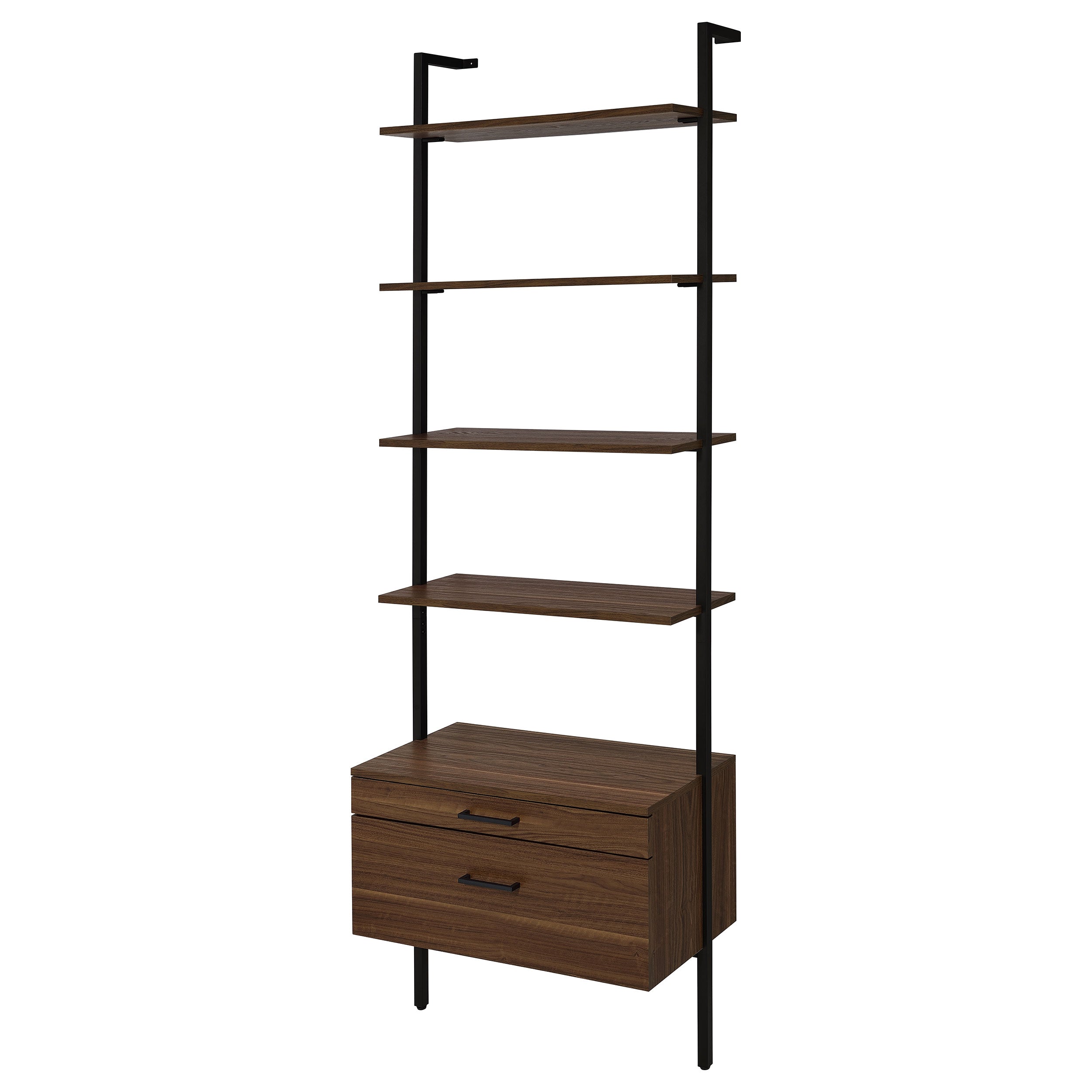 Owens 96-inch Wall Mounted Bookshelf Set Walnut