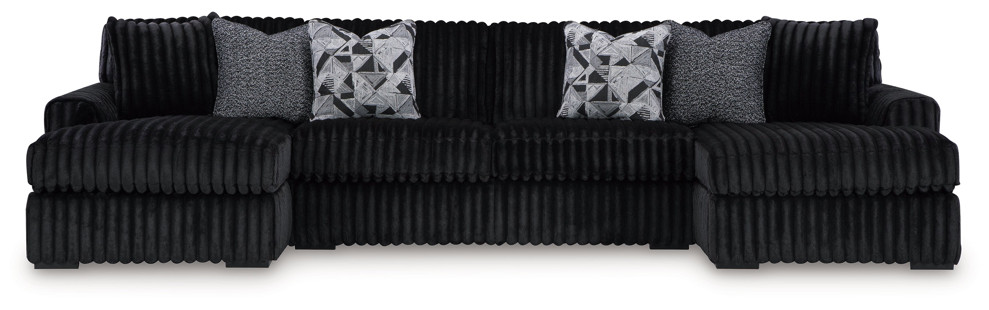 Midnight-Madness 2-Piece black Sectional Sofa with Chaise