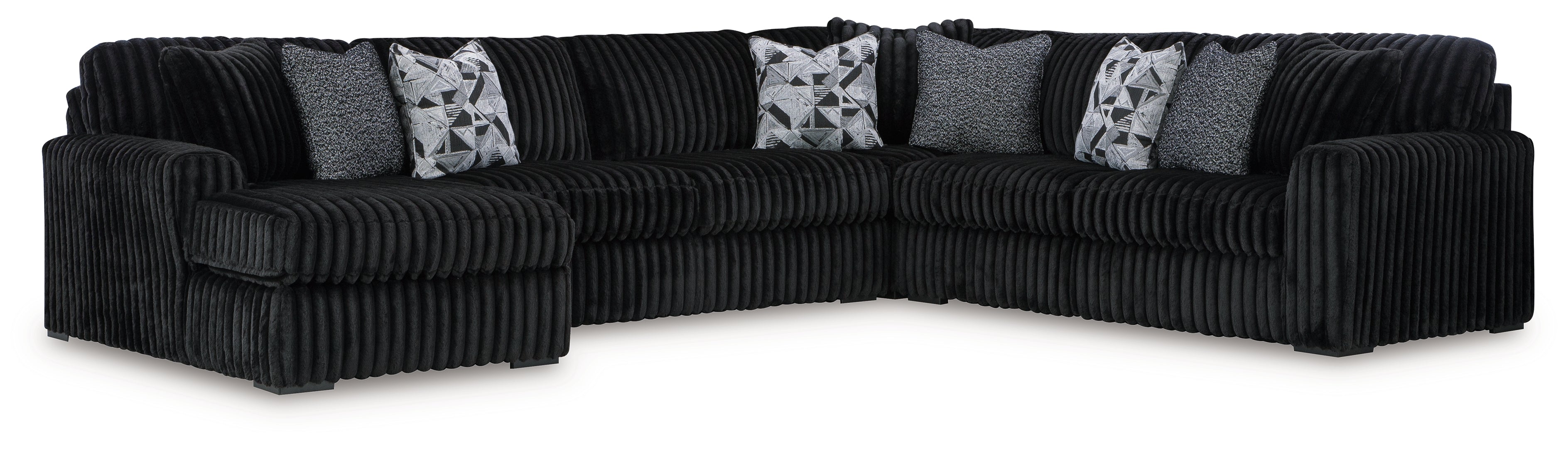 Midnight-Madness 2-Piece black Sectional Sofa with Chaise