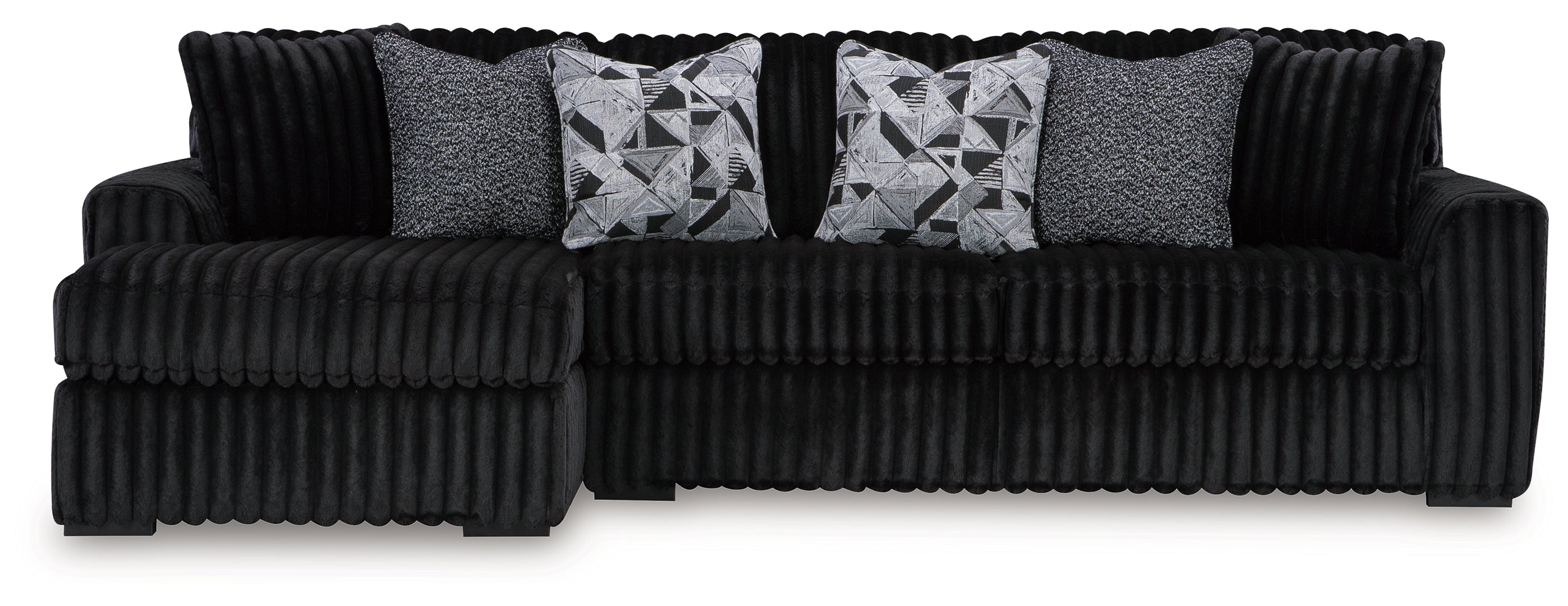 Midnight-Madness 2-Piece black Sectional Sofa with Chaise