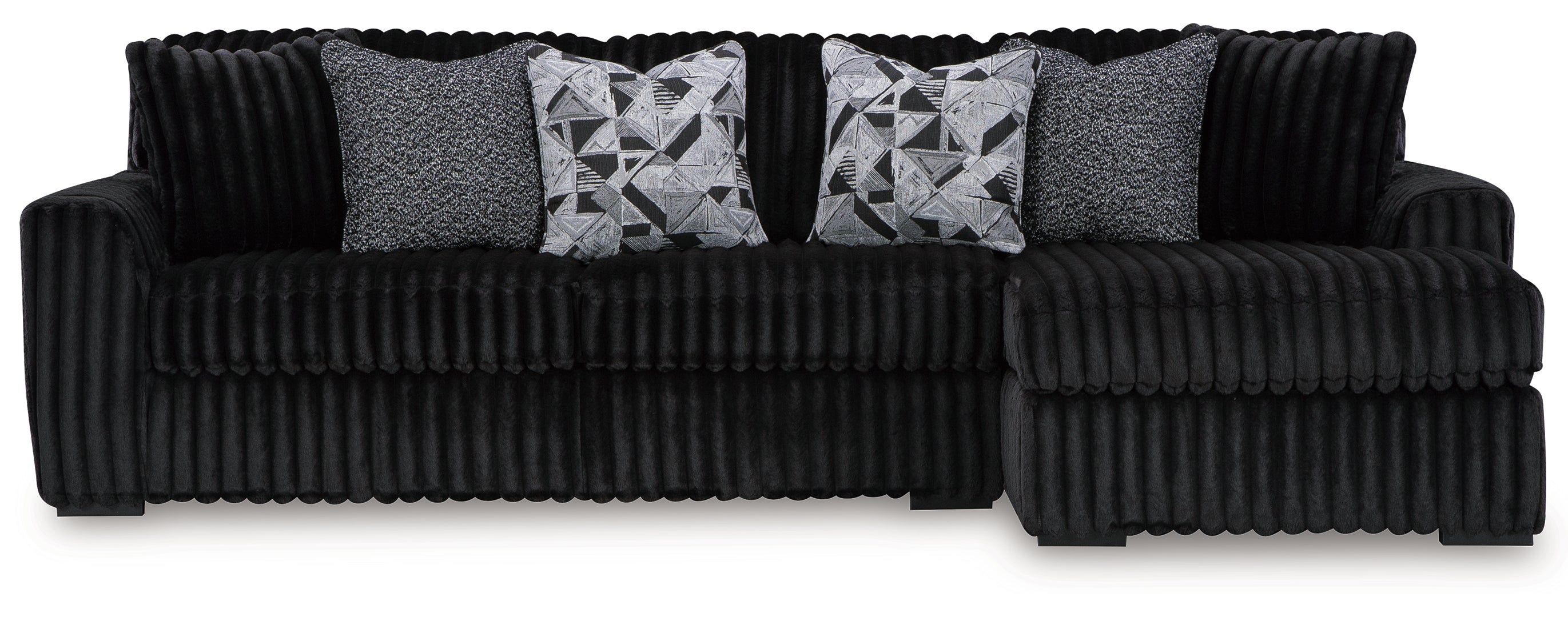 Midnight-Madness 2-Piece black Sectional Sofa with Chaise