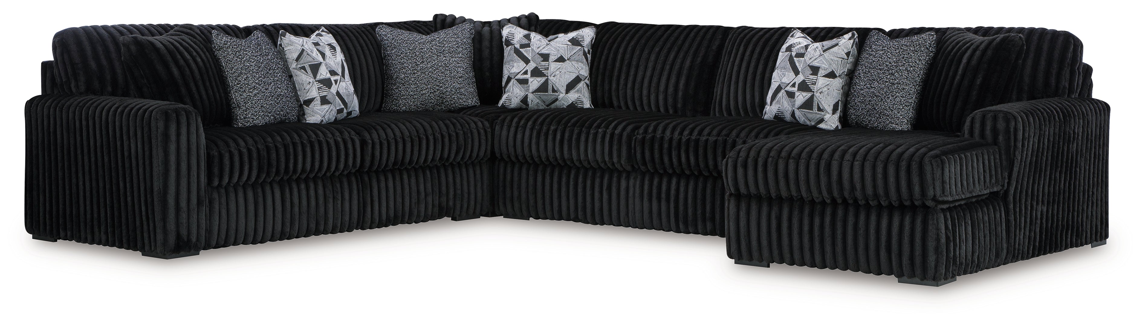 Midnight-Madness 2-Piece black Sectional Sofa with Chaise