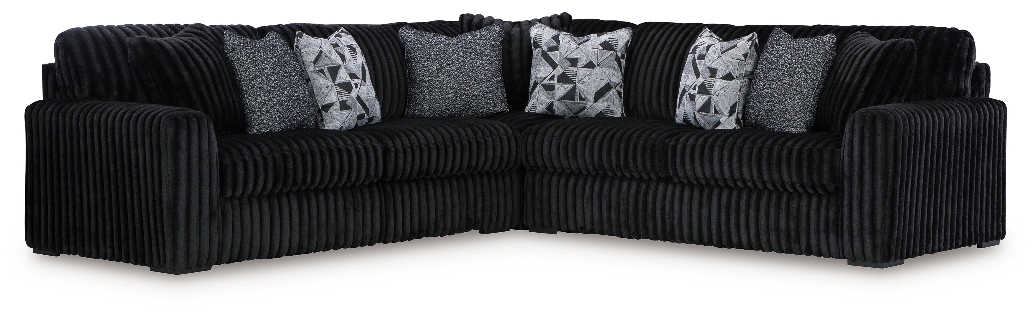 Midnight-Madness 2-Piece black Sectional Sofa with Chaise