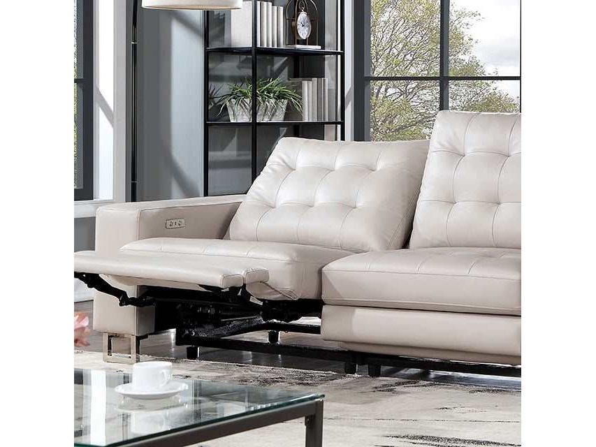 Abberton Beige Leatherette Power Loveseat