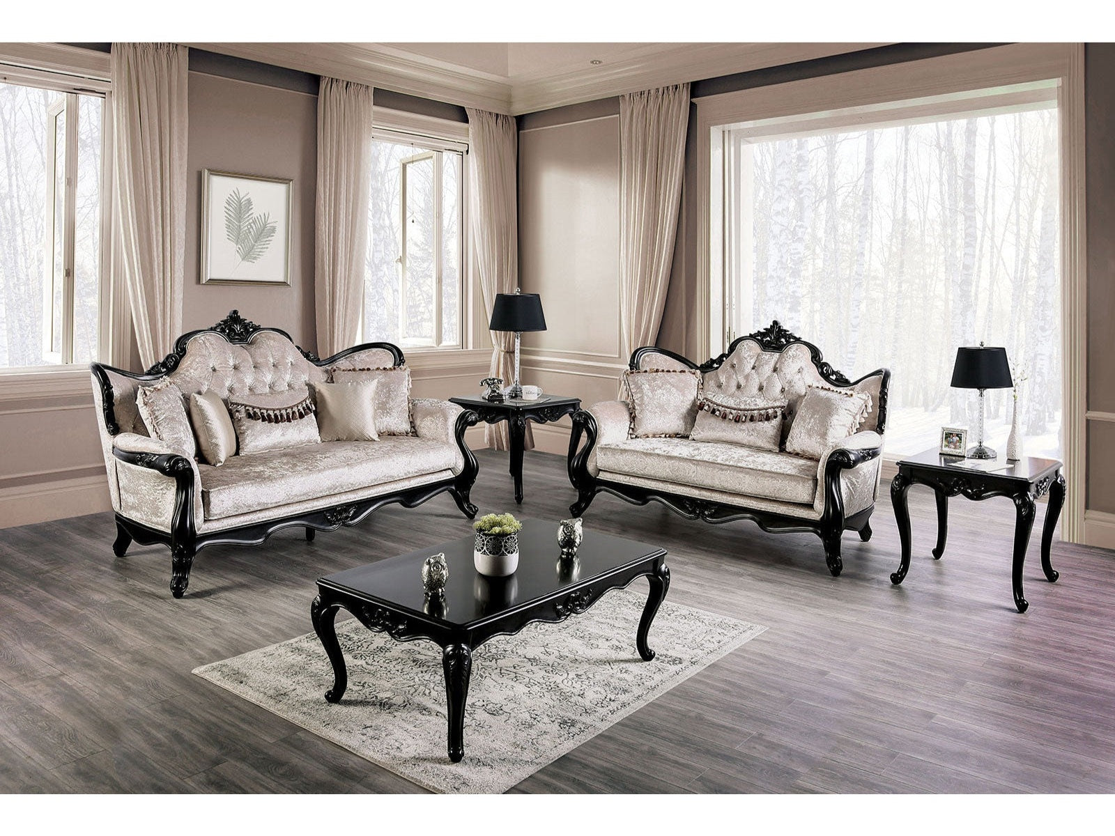 Acapulco Black/Off-White Sofa & Loveseat