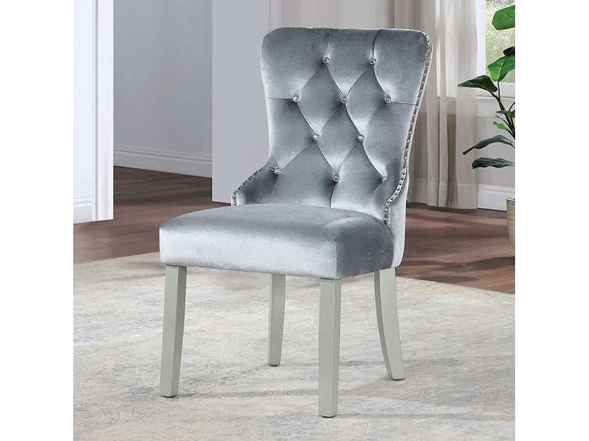 Adalia Silver/Dark Gray Wingback Chair (Set of 2)