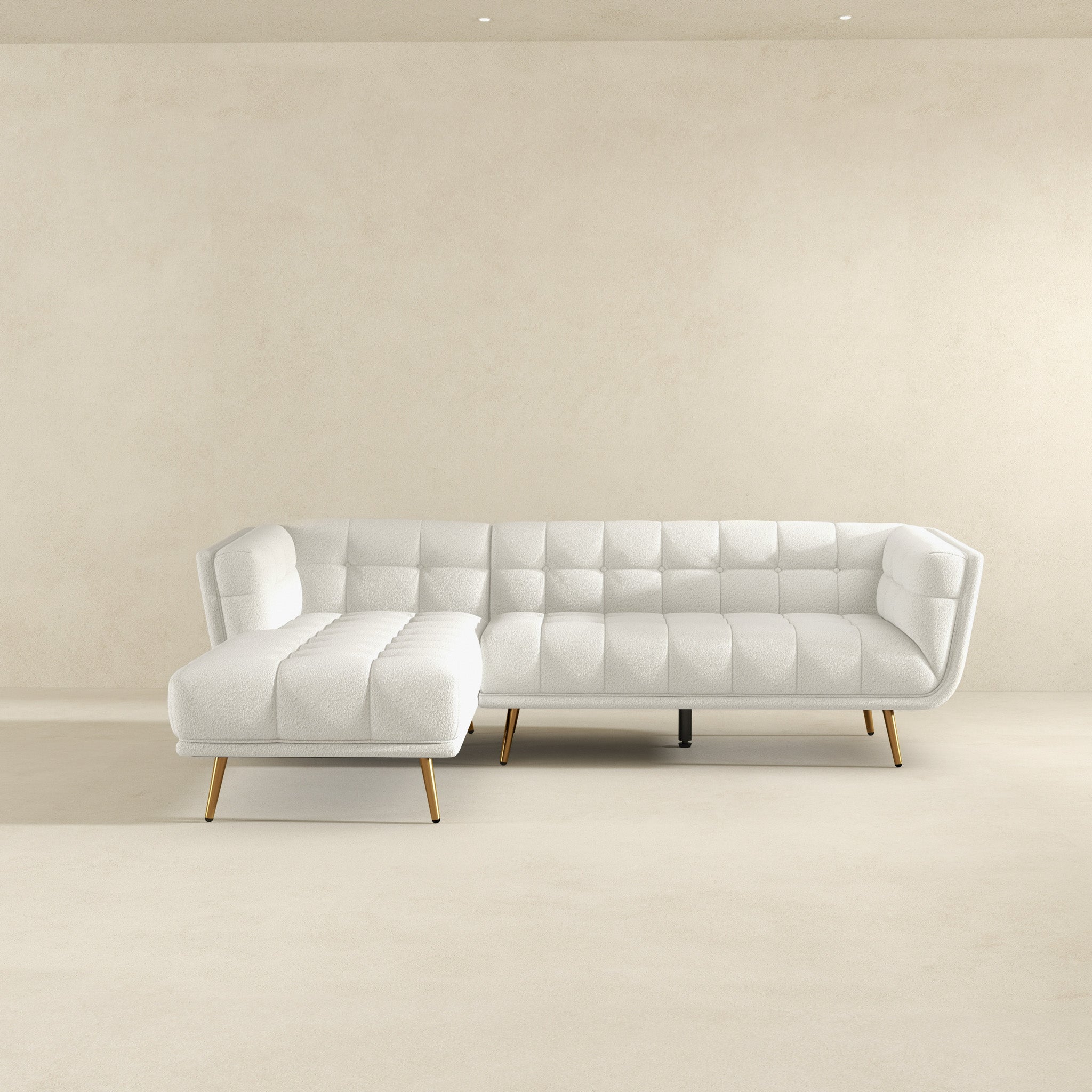 Addison Left Sectional Cream Boucle Sofa