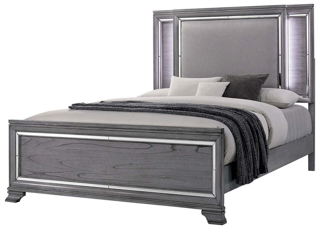 Alanis Gray Cal. King Bed w/ LED Light Trim