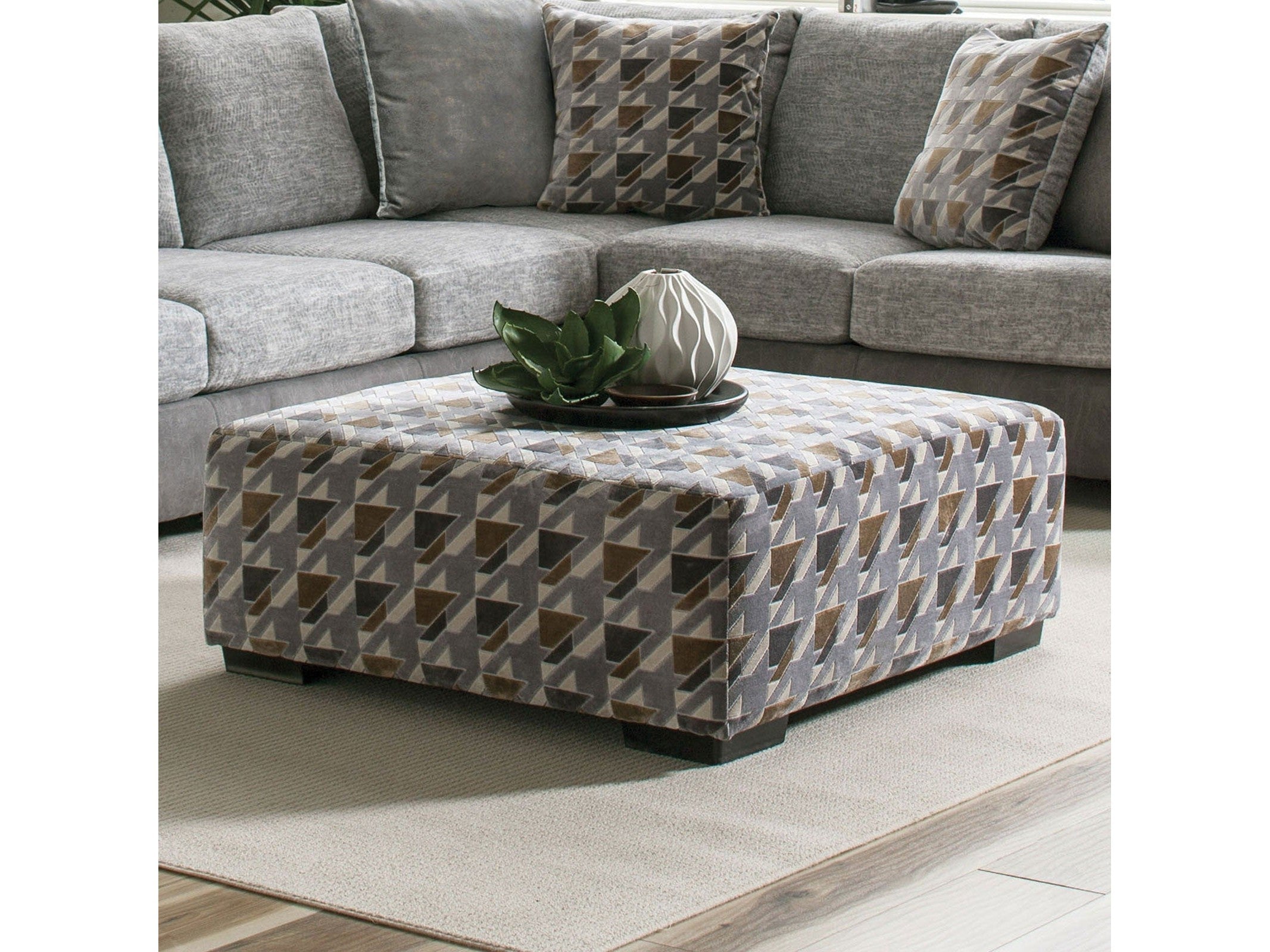 Alannah Light Gray/Gray/Brown Ottoman