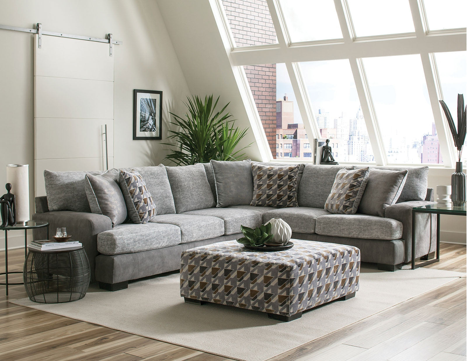 Alannah Light Gray/Gray/Brown Ottoman
