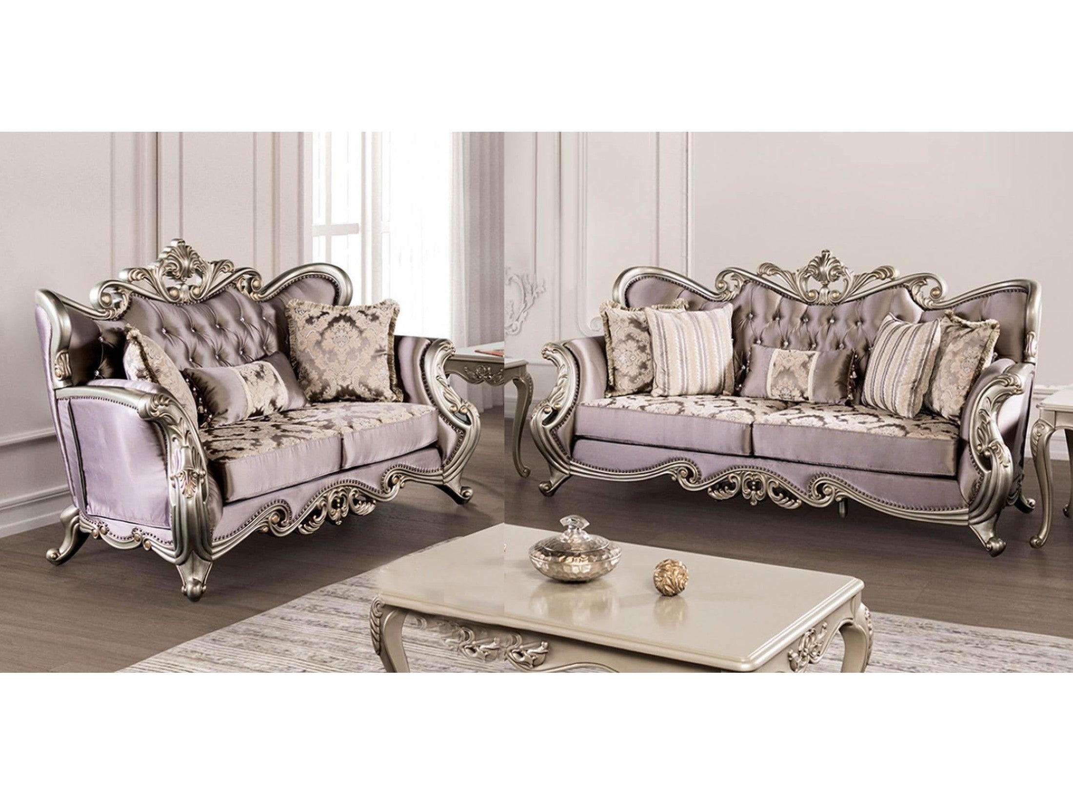 Albacete Champagne & Purple Velvet Sofa