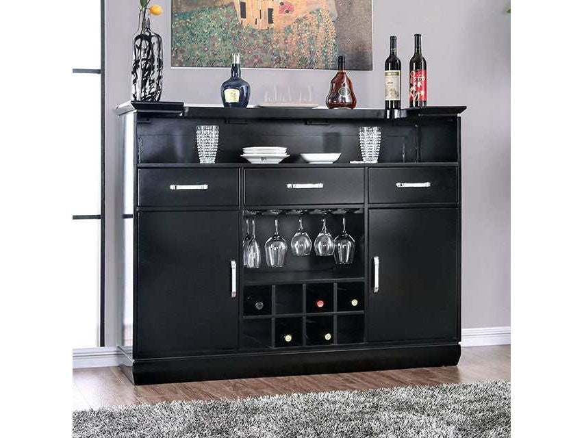 Alena Black/Silver Bar Table w/ LED Touch Light & Mirror