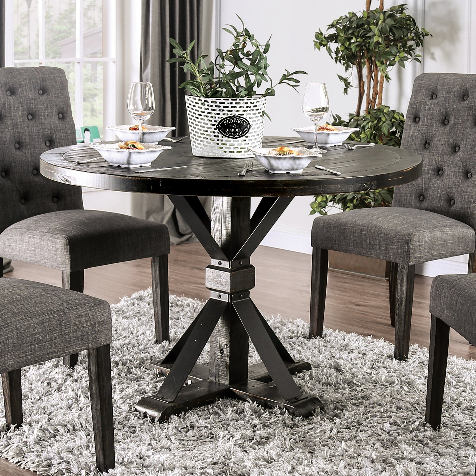 Alfred Antique Black/Ivory 5 Pc. Round Dining Room Set