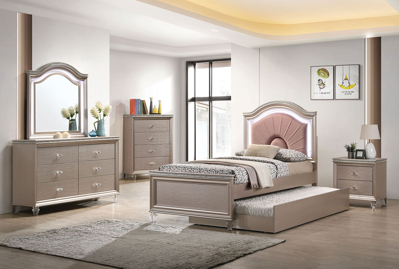 Allie Rose Gold 4 Pc. Twin Bedroom Set