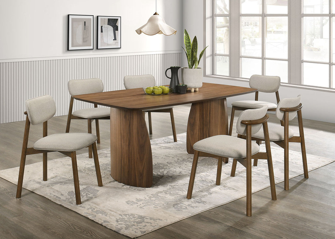 Alnwick Walnut/Beige 7 Pc. Dining Table Set