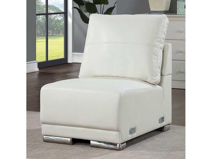 Althea White Leatherette Armless Chair