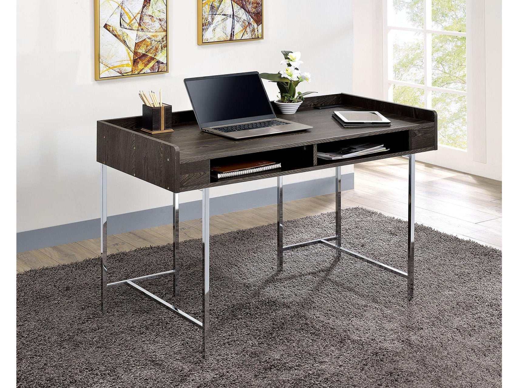 Alvin Brown & Chrome Desk