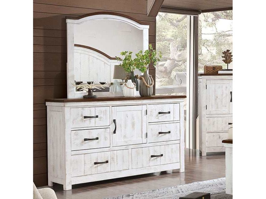 Alyson Distressed White/Walnut Dresser