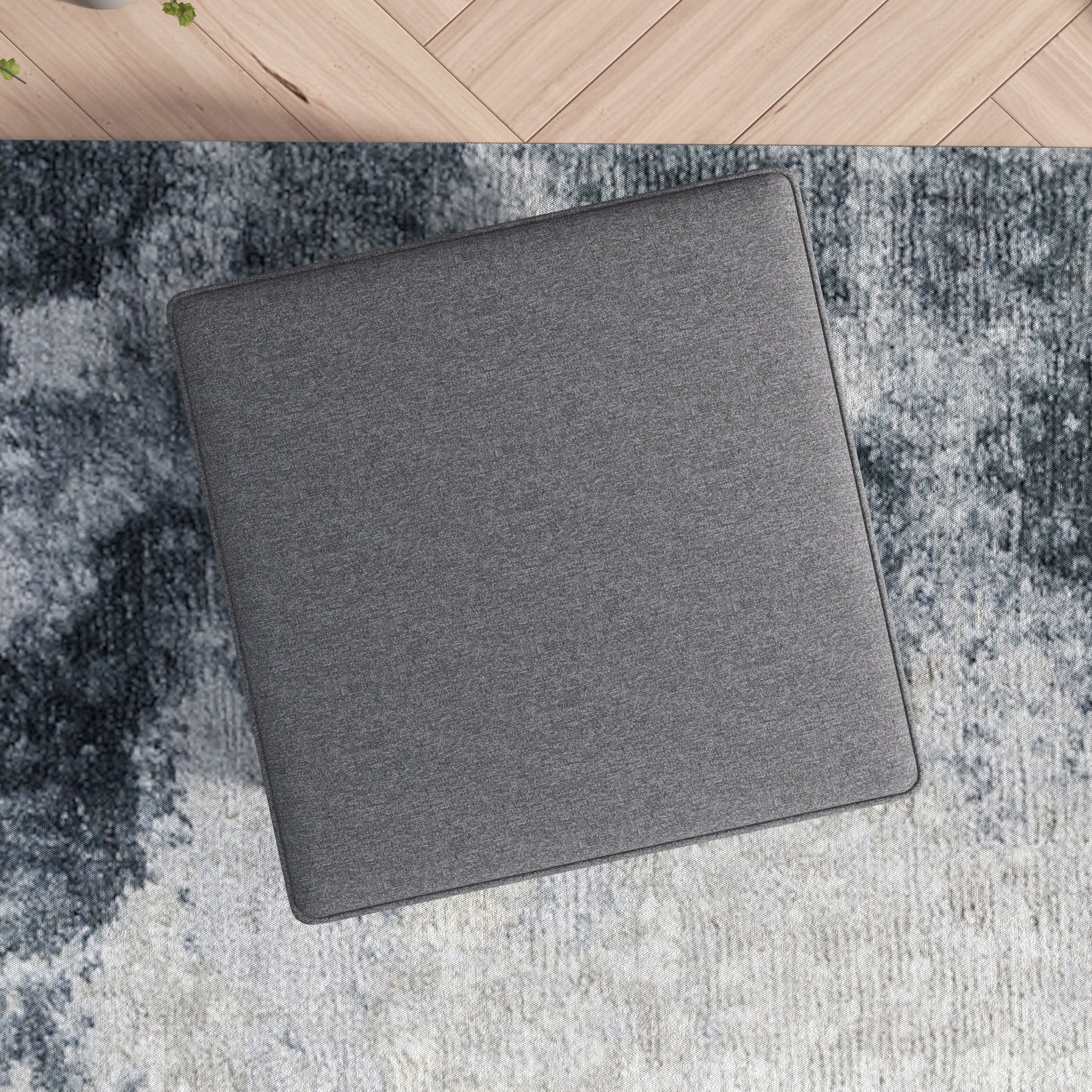Amber Square Upholstered Ottoman (Seaside Grey)
