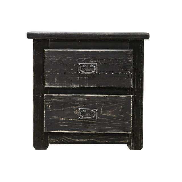 Ampelios Wire-Brushed Black Nightstand