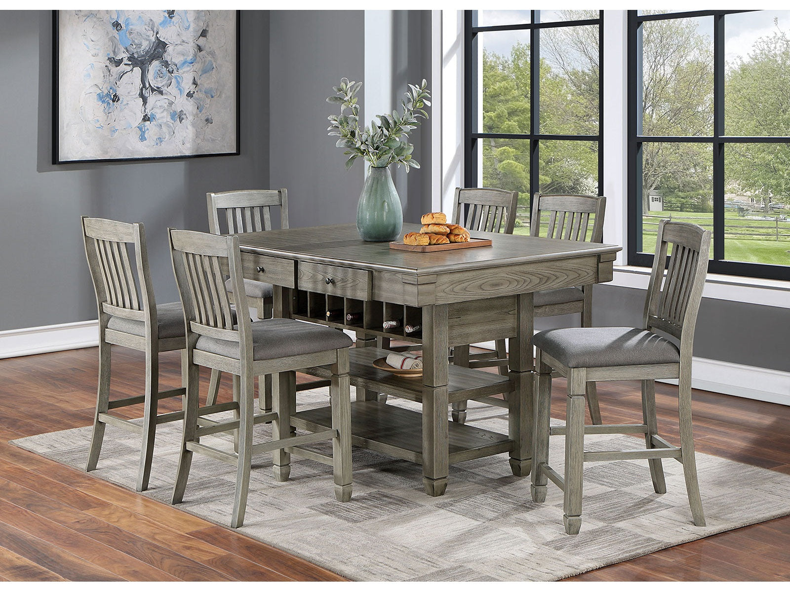 Anaya Gray/Light Gray 7 Pc. Counter Height Table Set