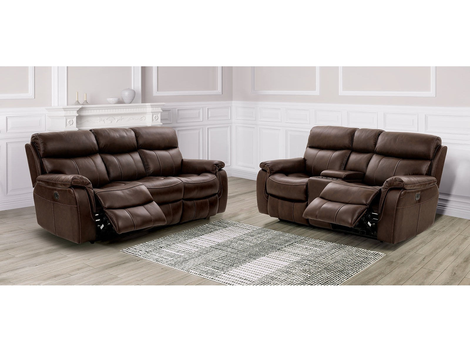 Antenor Brown Top Grain Leather Match Power Reclining Sofa & Loveseat