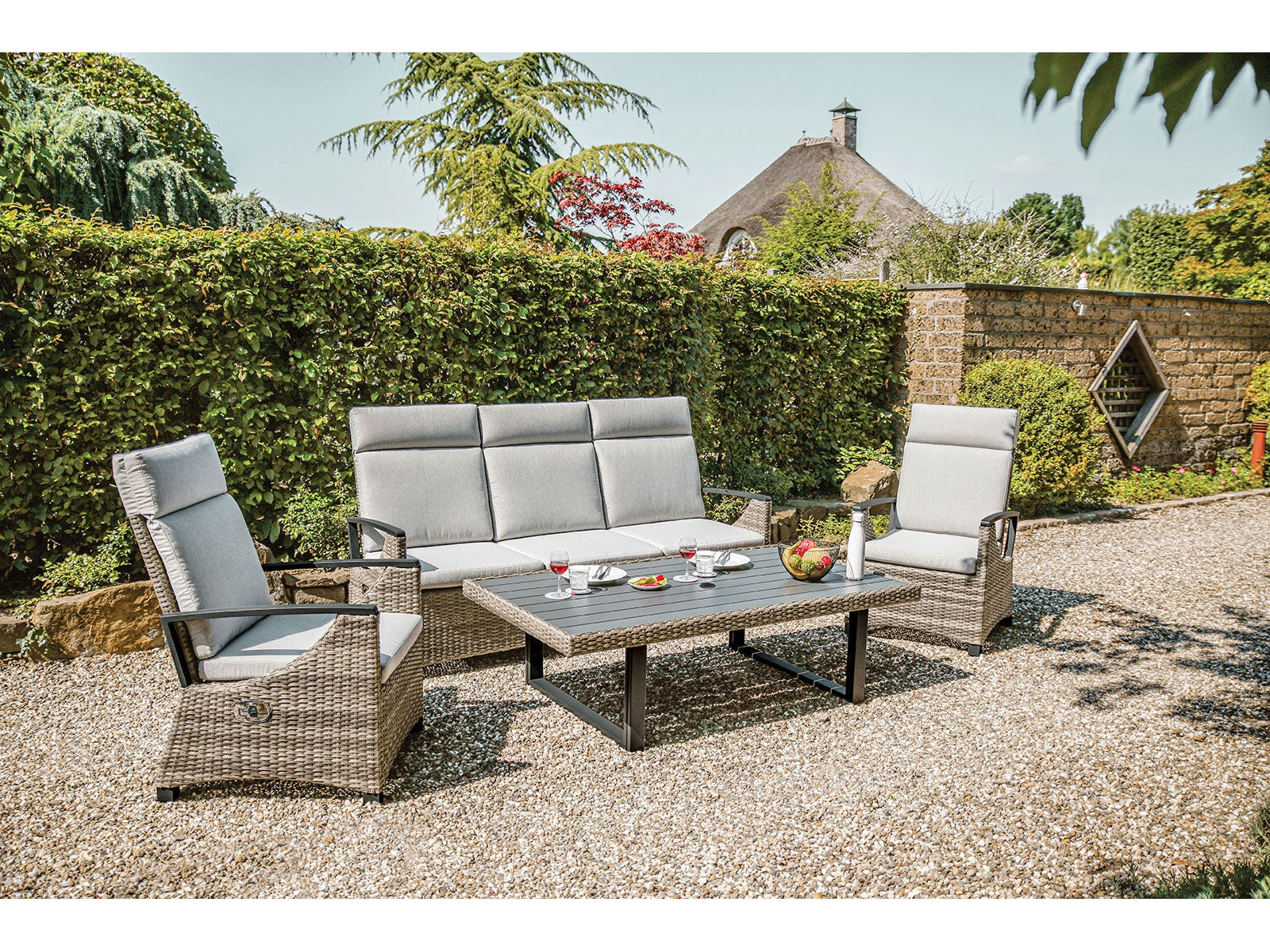 Antigua Gun Metal/Brown/Gray 4 Piece Patio Set