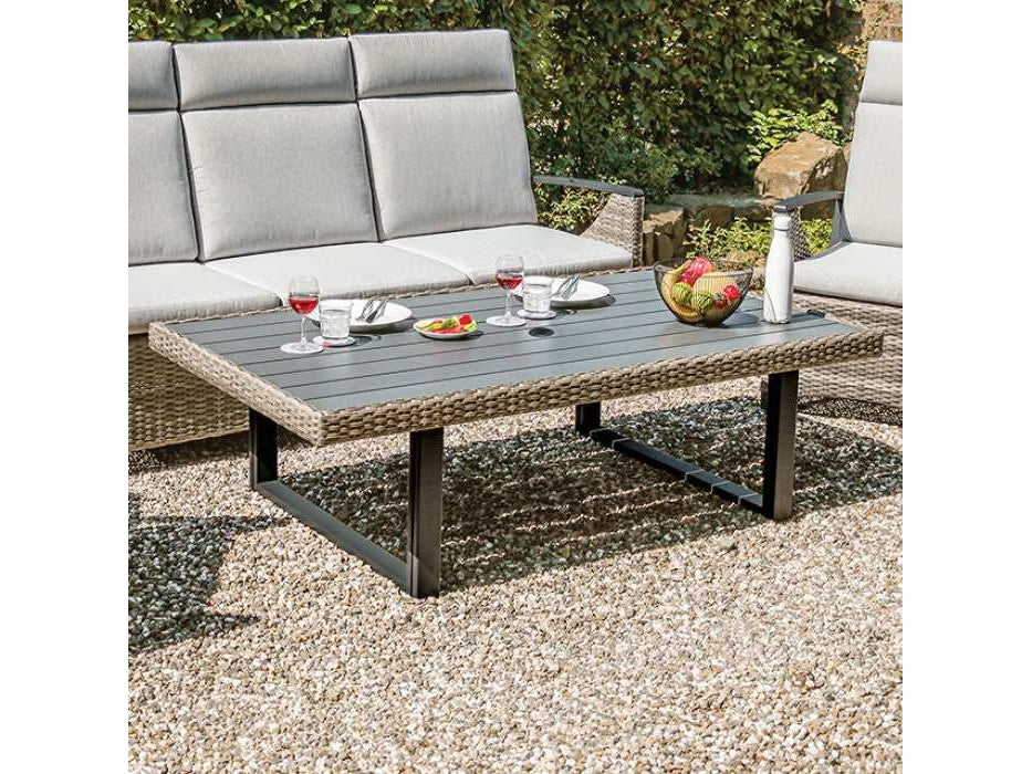 Antigua Gun Metal & Brown/Gray Outdoor Height-Adjustable Table