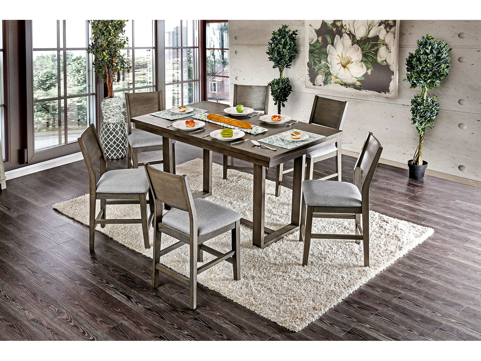 Anton Gray 7 Pc. Counter Height Set