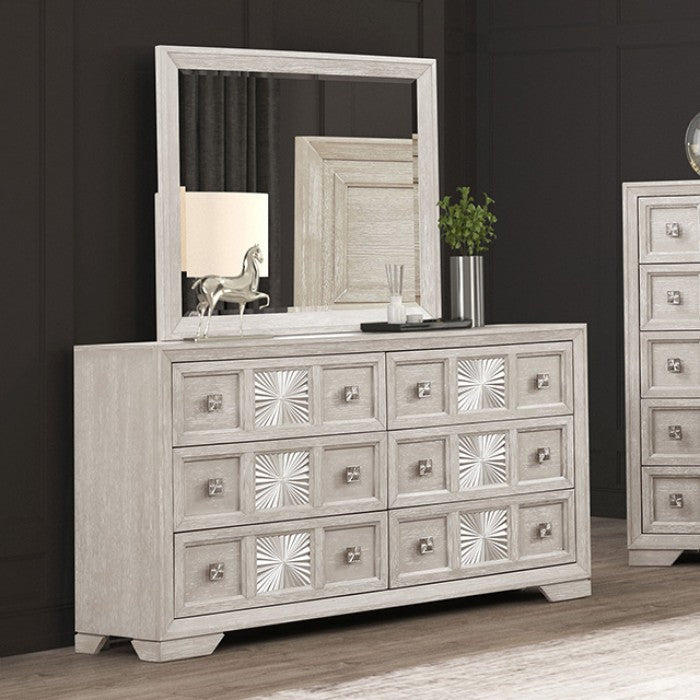 Argenthart Light Gray Queen 5 Piece Bedroom Set w/2 Nightstands