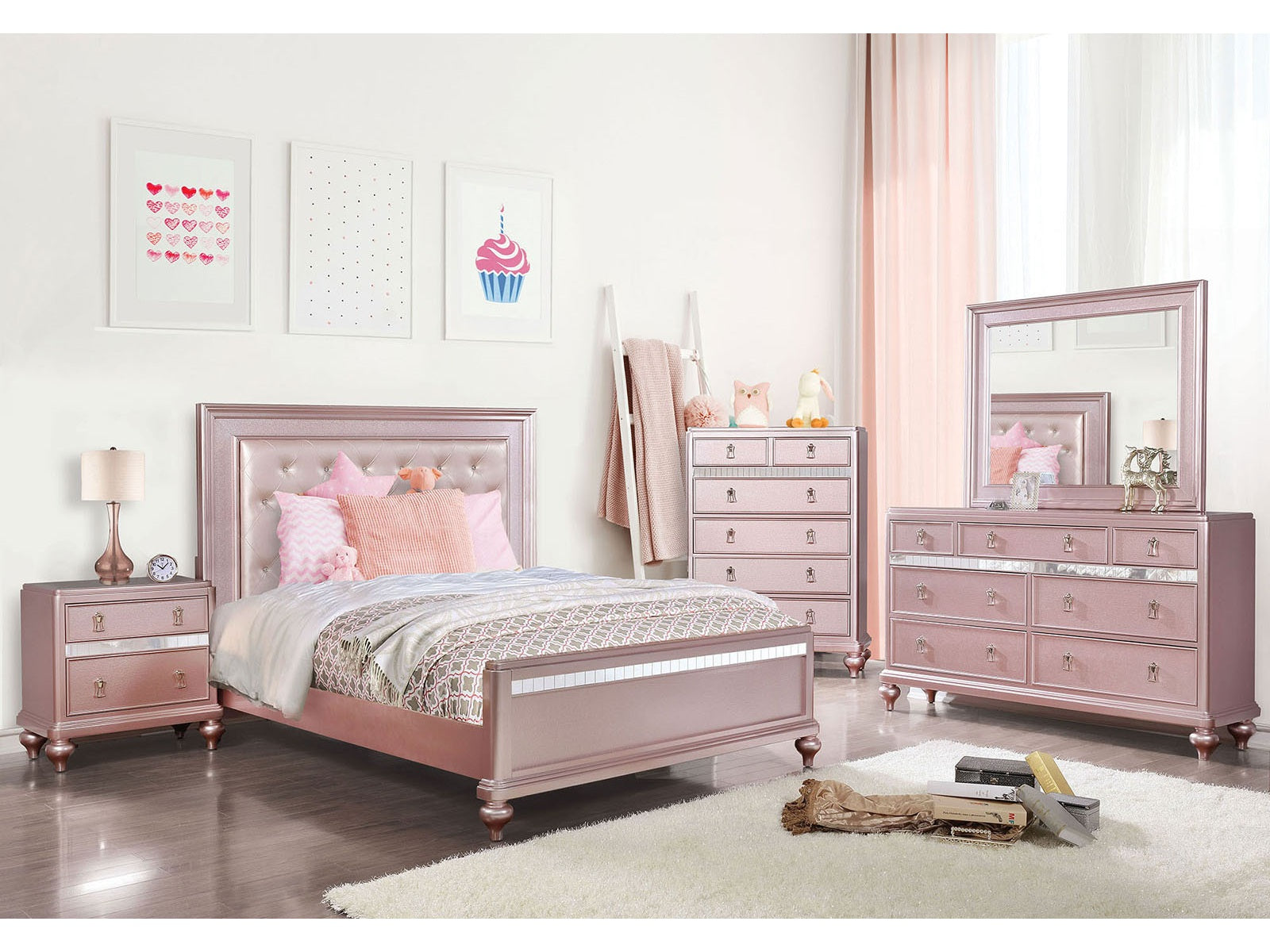 Ariston Rose Gold 4 Pc. Full Bedroom Set