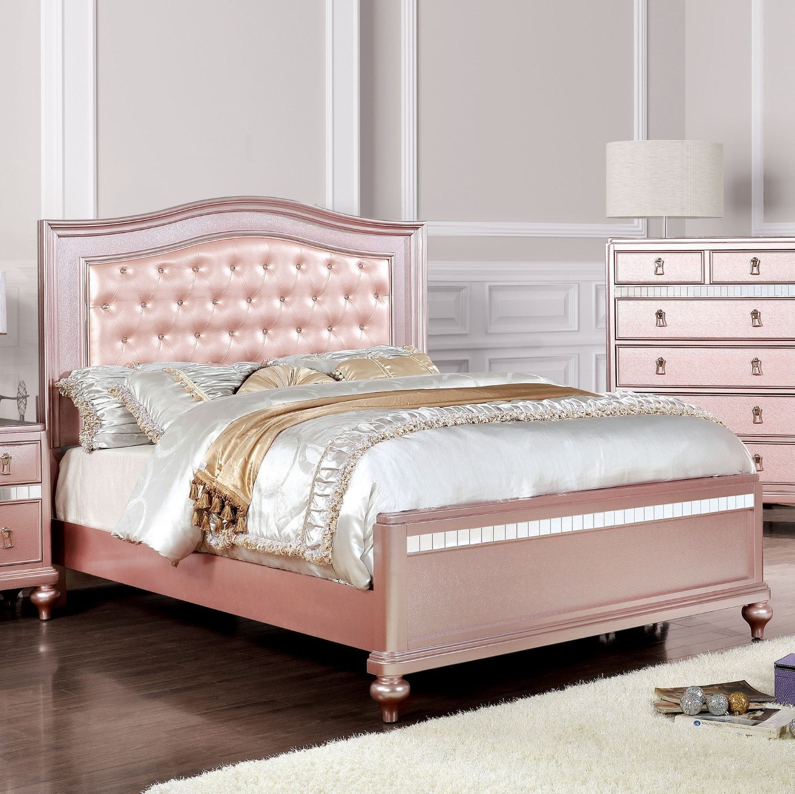 Ariston Rose Gold 4 Pc. Twin Bedroom Set
