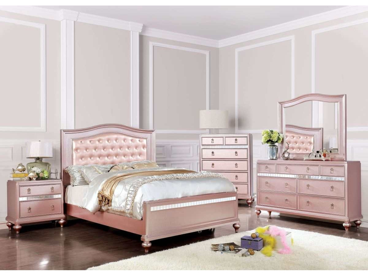 Ariston Rose Gold 4pc Full Bedroom Set