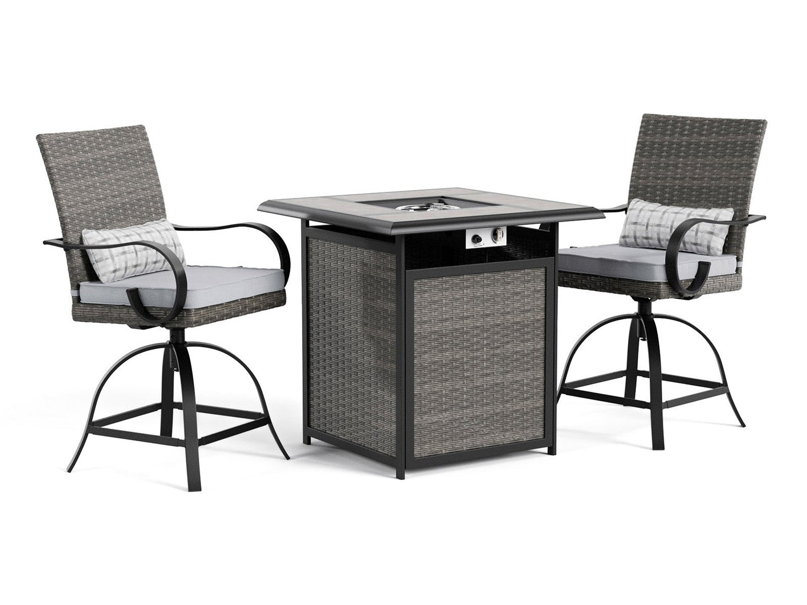 Arosa Black/Gray 3 Piece Outdoor Counter Height Set