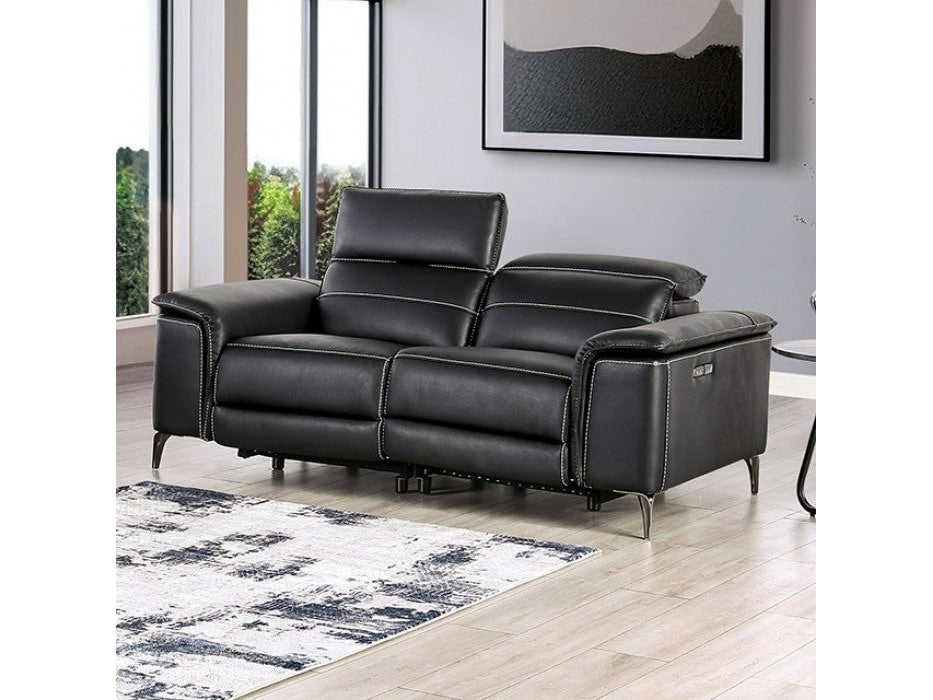 Ascona Black Leatherette Power Loveseat