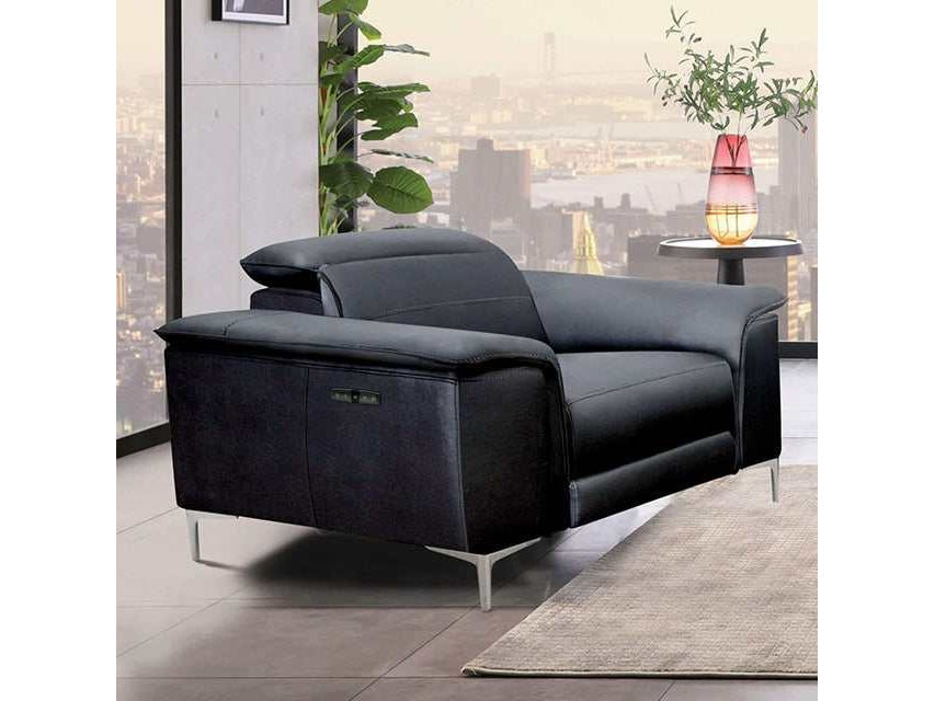 Ascona Black Leatherette Power Recliner