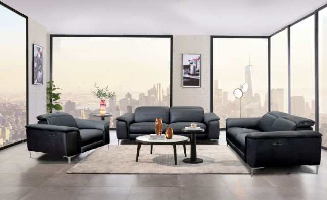 Ascona Black Leatherette Power Reclining Sofa
