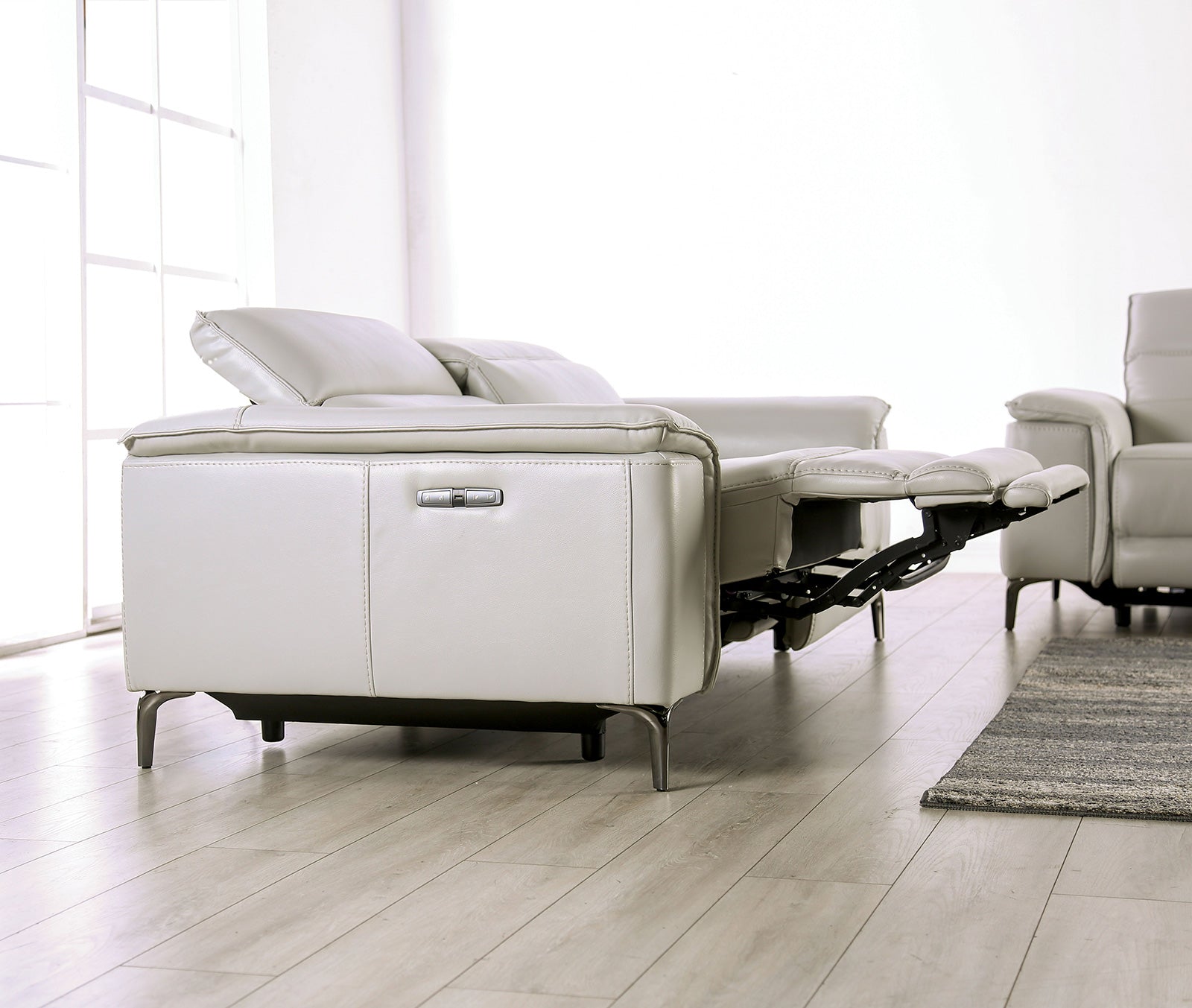 Ascona Light Taupe Leatherette Power Loveseat