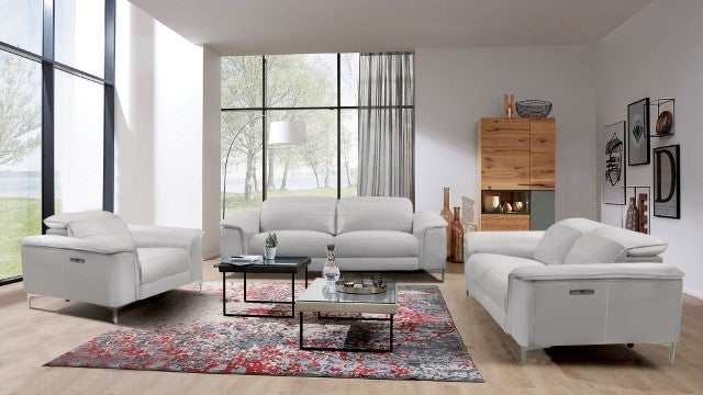Ascona Light Taupe Leatherette Power Reclining Sofa