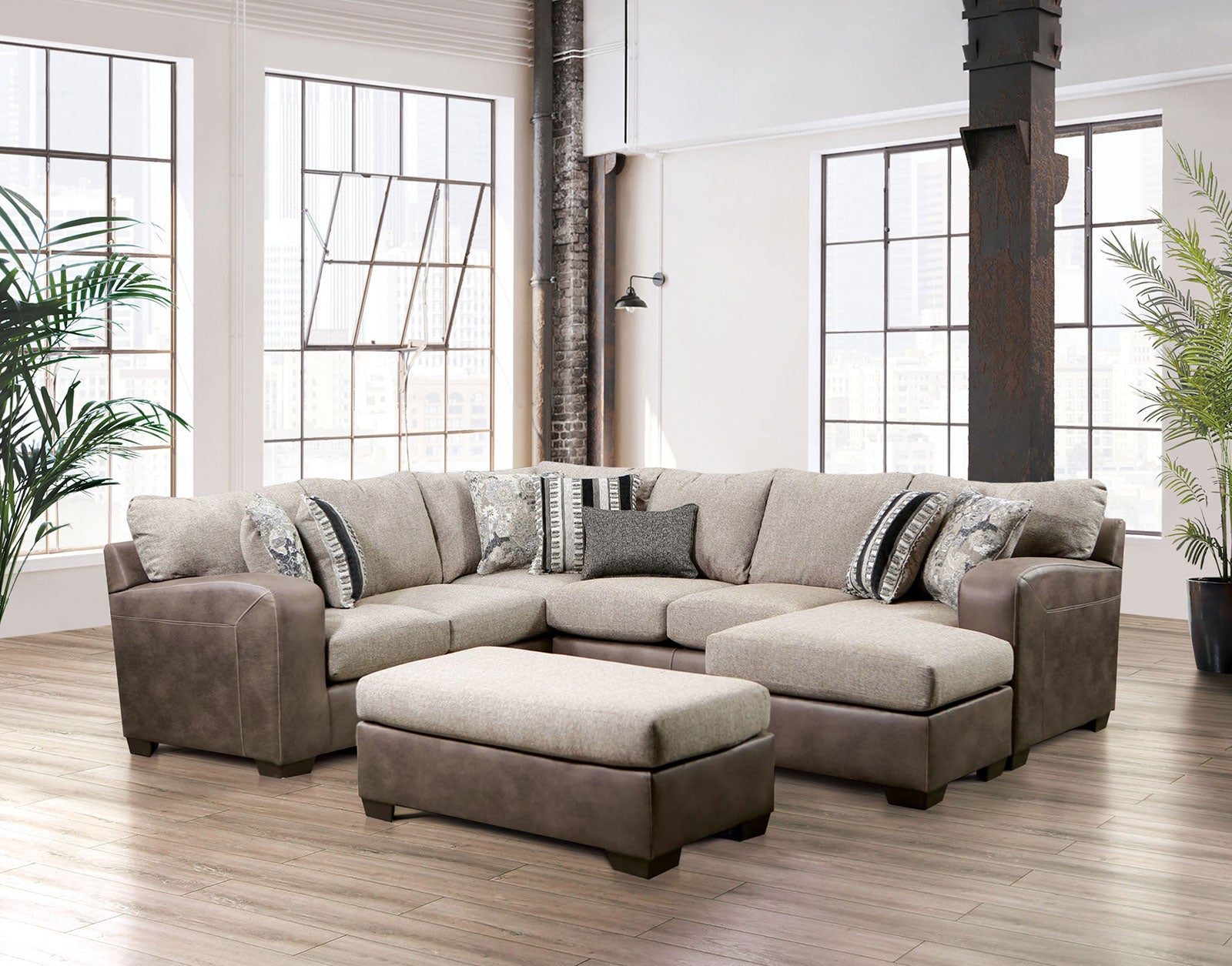 Ashenweald Brown/Light Brown Ottoman
