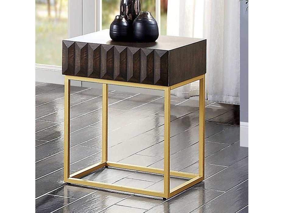 Augsburg Walnut & Gold Side Table