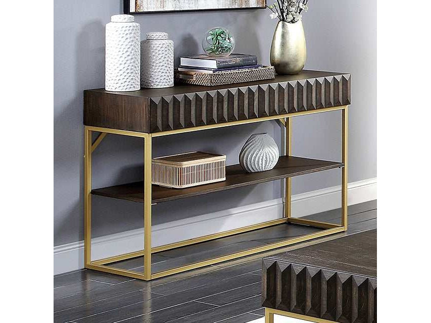 Augsburg Walnut/Gold Sofa Table