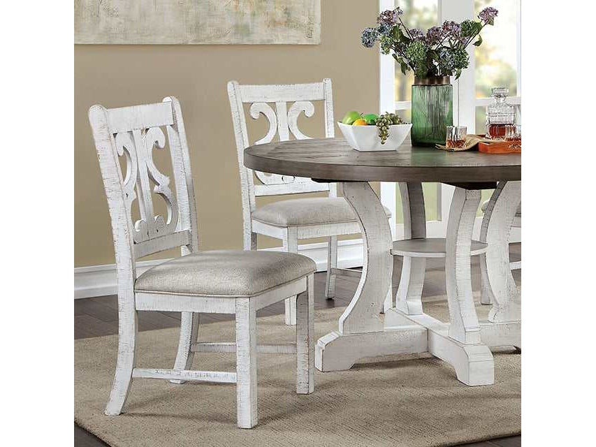 Auletta Distressed White/Gray Round Dining Table