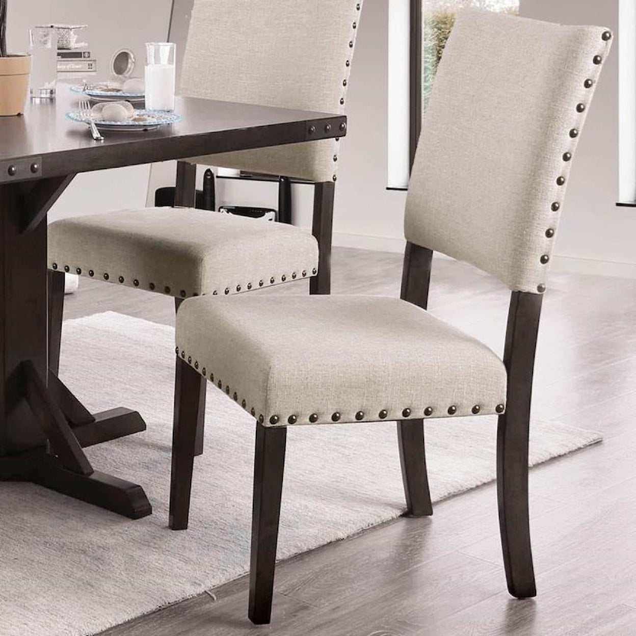 Aurora Solis Brown Cherry & Ivory Dining Chair (Set of 2)