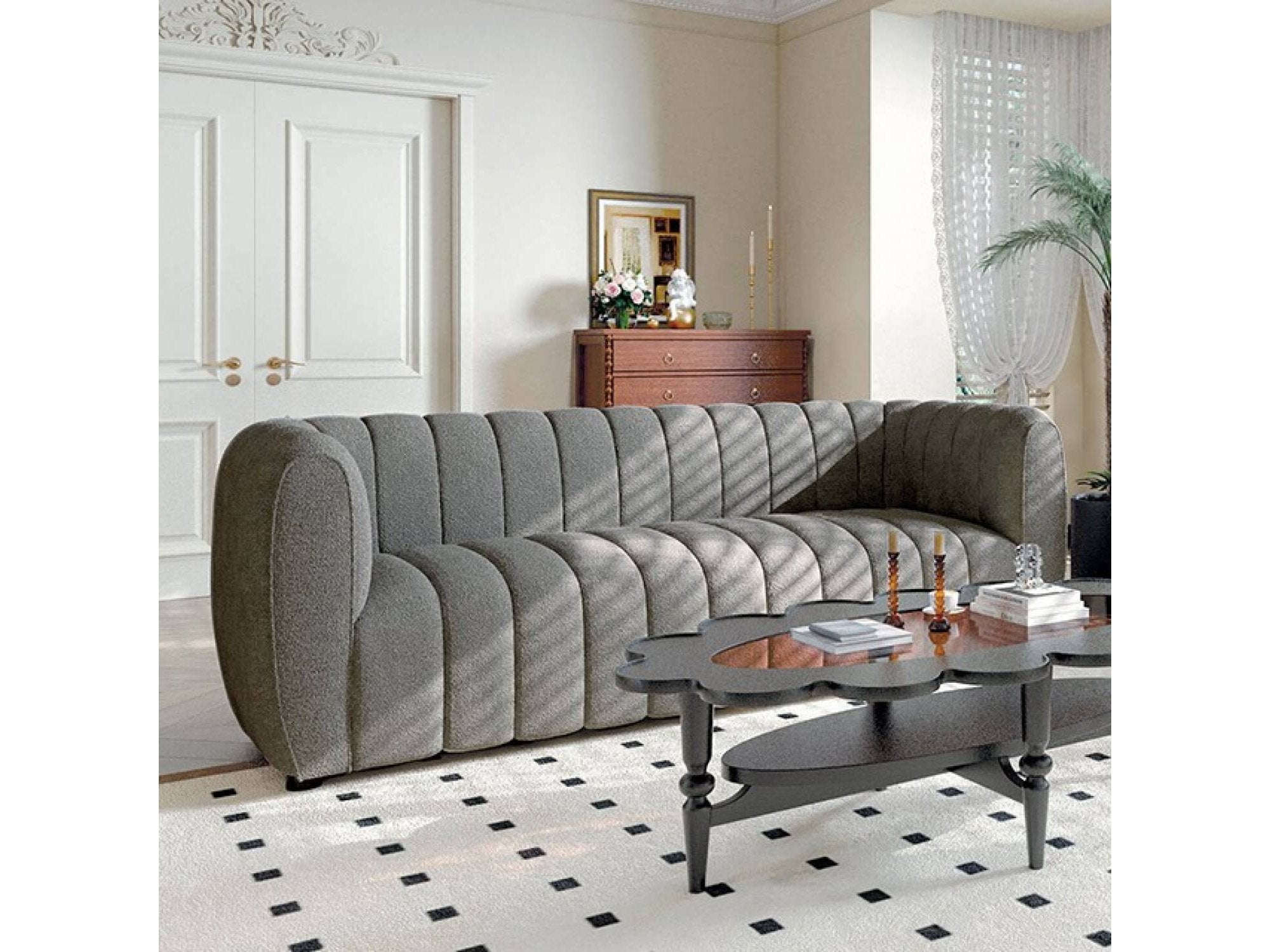 Aversa Charcoal Gray Loveseat