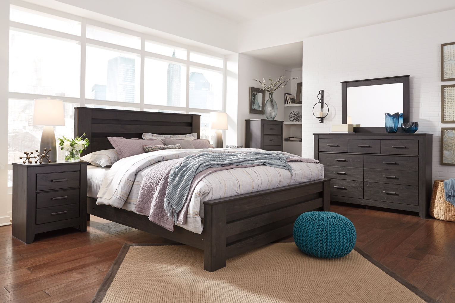 Brinxton Panel Bed, Dresser, Mirror, Chest & Nightstand, Bedroom Set